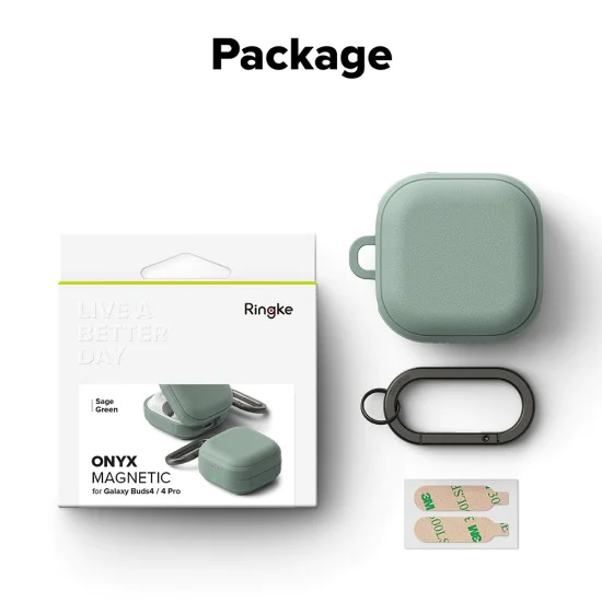 Калъф за Samsung Galaxy Buds 4 / Buds 4 Pro - Protection Case Onyx Magnetic - Ringke - Зелен
