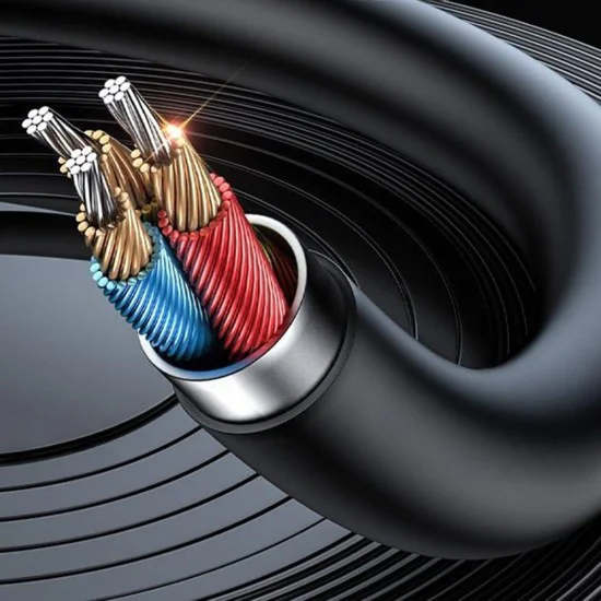 Аудио кабел Yesido YAU82 - Bluetooth Car Player, USB към Jack 3.5mm, Coil Design, Nylon Braided, 1.4m - Черен