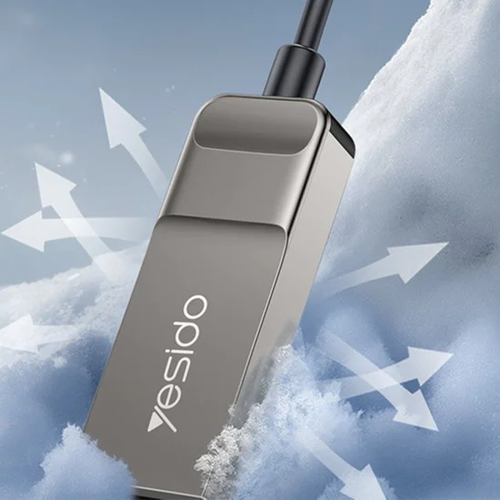 Аудио кабел Yesido YAU82 - Bluetooth Car Player, USB към Jack 3.5mm, Coil Design, Nylon Braided, 1.4m - Черен