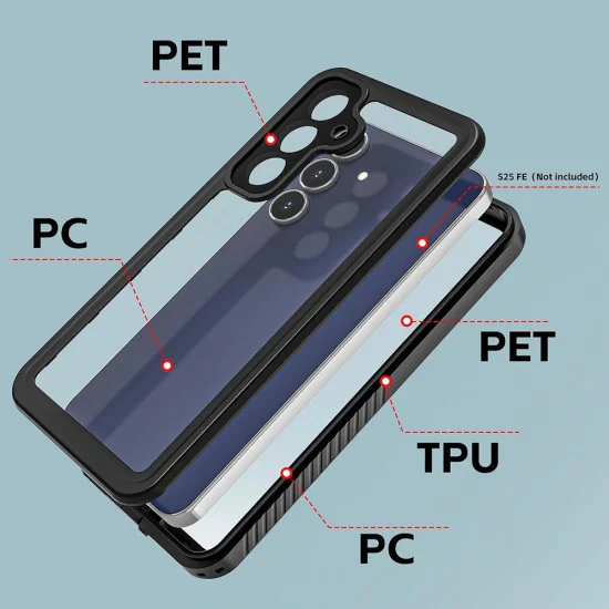 Калъф за Samsung Galaxy S25 FE - Waterproof IP68 Case - ShellBox - Черен