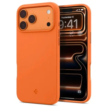 Калъф за iPhone 17 Pro - Silicone Fit MagSafe - Spigen - Оранжев