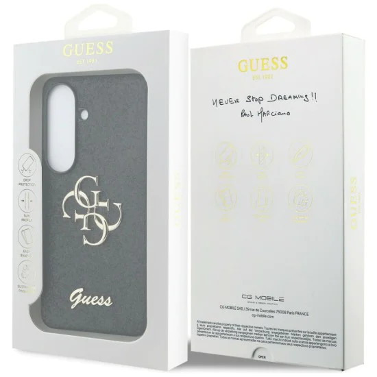 Калъф за Samsung Galaxy S26 - Fixed Glitter Big 4G Metal Logo - Guess - Черен