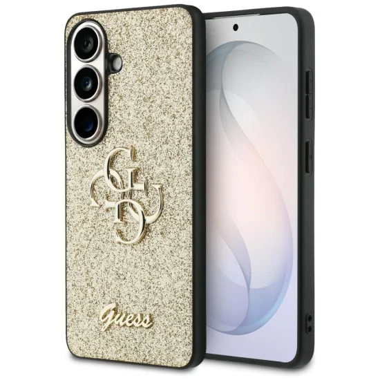 Калъф за Samsung Galaxy S26 - Fixed Glitter Big 4G Metal Logo - Guess - Златист