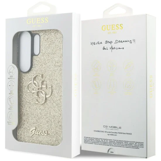 Калъф за Samsung Galaxy S26 Ultra - Fixed Glitter Big 4G Metal Logo - Guess - Златист