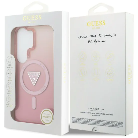 Калъф за Samsung Galaxy S26 Ultra - IML Gradient Triangle MagSafe - Guess - Розов