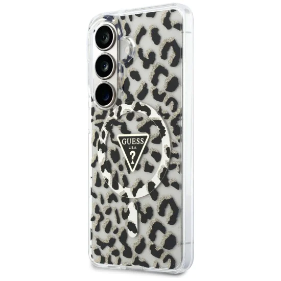 Калъф за Samsung Galaxy S26 - IML Leopard Print Triangle - Guess - Черен