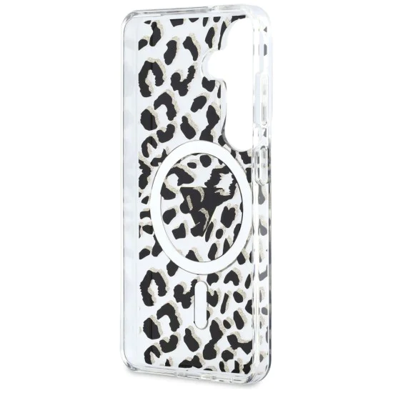 Калъф за Samsung Galaxy S26 - IML Leopard Print Triangle - Guess - Черен