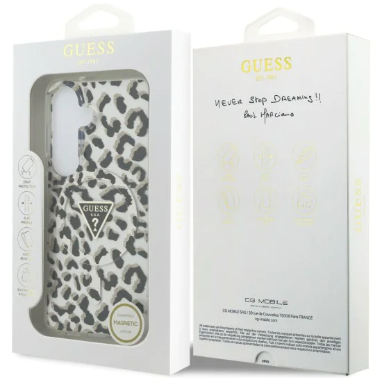 Калъф за Samsung Galaxy S26 - IML Leopard Print Triangle - Guess - Черен