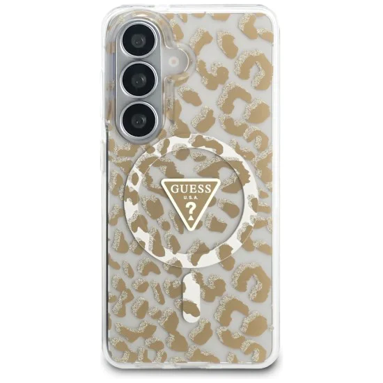 Калъф за Samsung Galaxy S26 - IML Leopard Print Triangle - Guess - Кафяв