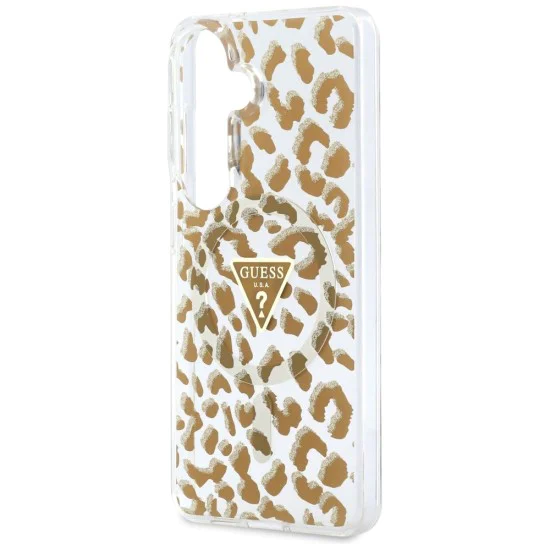 Калъф за Samsung Galaxy S26 - IML Leopard Print Triangle - Guess - Кафяв