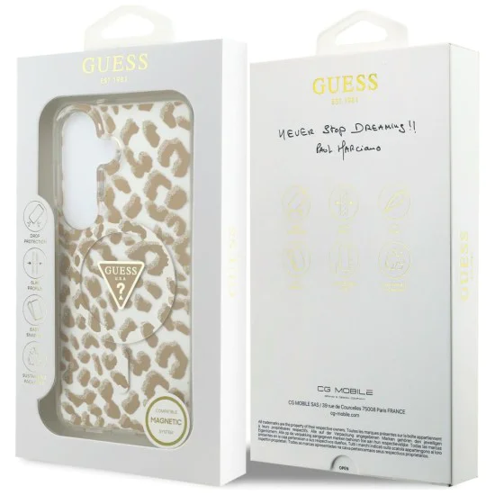 Калъф за Samsung Galaxy S26 - IML Leopard Print Triangle - Guess - Кафяв