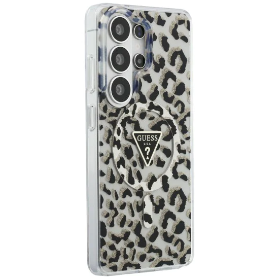Калъф за Samsung Galaxy S26 Ultra - IML Leopard Print Triangle MagSafe - Guess - Черен