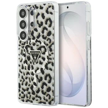 Калъф за Samsung Galaxy S26 Ultra - IML Leopard Print Triangle MagSafe - Guess - Черен