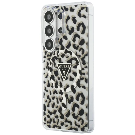 Калъф за Samsung Galaxy S26 Ultra - IML Leopard Print Triangle MagSafe - Guess - Черен