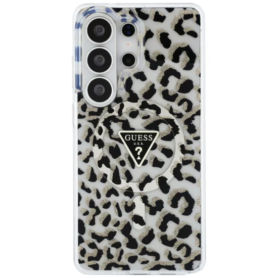 Калъф за Samsung Galaxy S26 Ultra - IML Leopard Print Triangle MagSafe - Guess - Черен