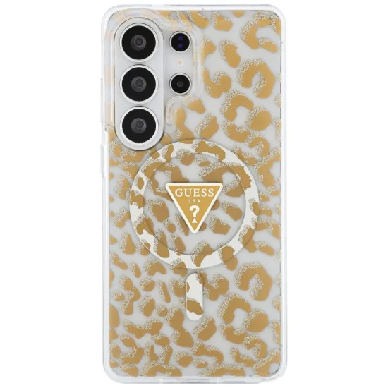 Калъф за Samsung Galaxy S26 Ultra - IML Leopard Print Triangle MagSafe - Guess - Кафяв