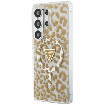 Калъф за Samsung Galaxy S26 Ultra - IML Leopard Print Triangle MagSafe - Guess - Кафяв
