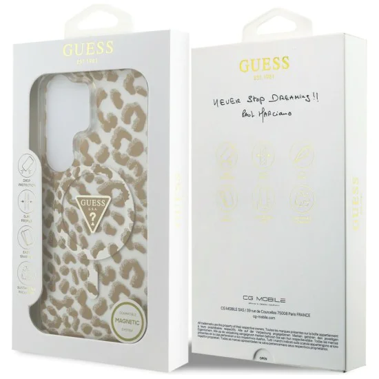 Калъф за Samsung Galaxy S26 Ultra - IML Leopard Print Triangle MagSafe - Guess - Кафяв