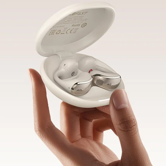 Безжични слушалки Acefast Aceclip Pro (FA006) - OWS Stereo, BT 5.4, Dual-mic Noise Cancelling, 400mAh, IP55, Type-C - Черни
