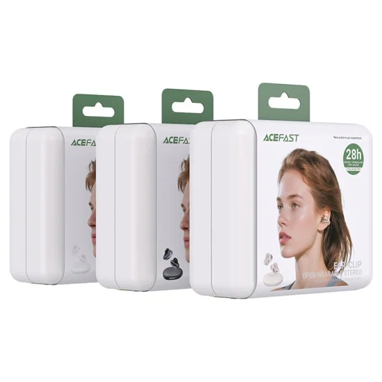 Безжични слушалки Acefast Aceclip Pro (FA006) - OWS Stereo, BT 5.4, Dual-mic Noise Cancelling, 400mAh, IP55, Type-C - Златни