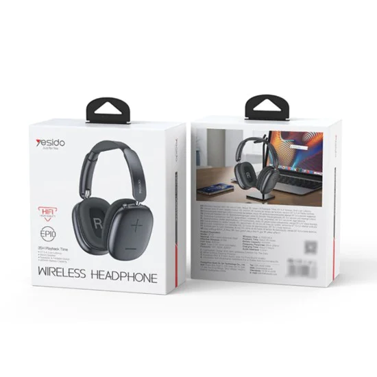 Безжични слушалки Yesido EP10 - с Bluetooth, Hi-Fi, Support Jack, 400mAh - Черни