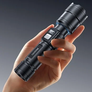 Фенер Yesido TC11 - Telescopic Zoom, White Laser LED, 3 режима, презареждаем, Digital Display, 3W, 1200mAh - Черен