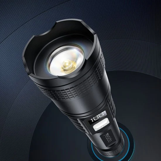 Фенер Yesido TC11 - Telescopic Zoom, White Laser LED, 3 режима, презареждаем, Digital Display, 3W, 1200mAh - Черен