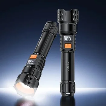 Фенер Yesido TC10 - Telescopic Zoom, White Laser LED, 5 режима, презареждаем, Digital Display, 4W, 800mAh - Черен