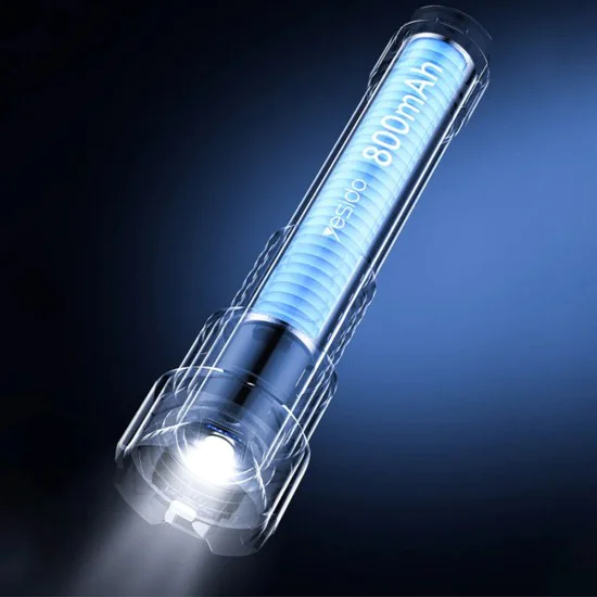 Фенер Yesido TC10 - Telescopic Zoom, White Laser LED, 5 режима, презареждаем, Digital Display, 4W, 800mAh - Черен