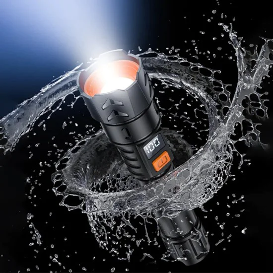 Фенер Yesido TC10 - Telescopic Zoom, White Laser LED, 5 режима, презареждаем, Digital Display, 4W, 800mAh - Черен