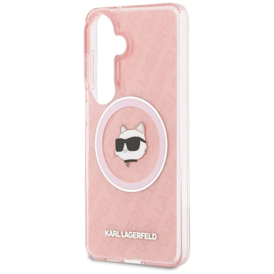 Калъф за Samsung Galaxy S26 Plus - IML Choupette Head on KL Repeated Logo MagSafe - Karl Lagerfeld - Розов