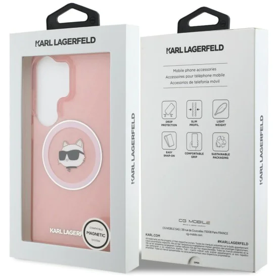 Калъф за Samsung Galaxy S26 Ultra - IML Choupette Head on KL Repeated Logo MagSafe - Karl Lagerfeld - Розов