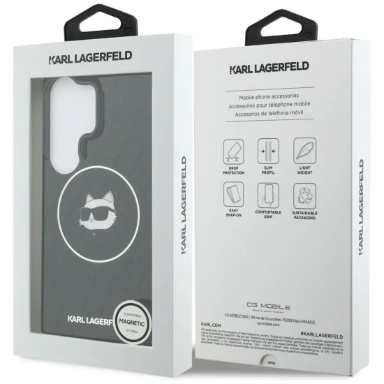 Калъф за Samsung Galaxy S26 Ultra - IML Choupette Head on KL Repeated Logo MagSafe - Karl Lagerfeld - Черен
