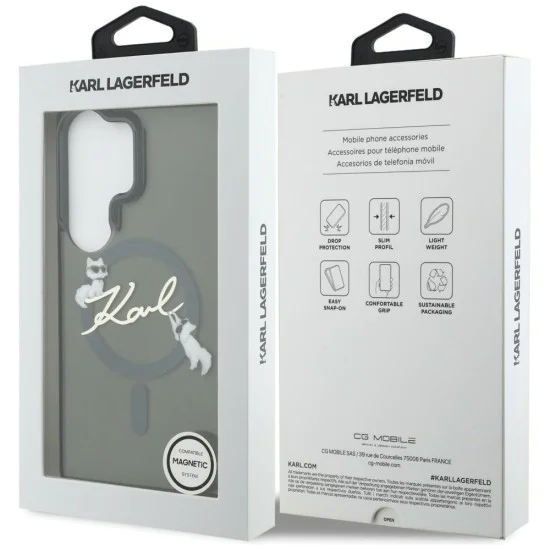 Калъф за Samsung Galaxy S26 Ultra - IML Choupette Karl Script Logo MagSafe - Karl Lagerfeld - Черен