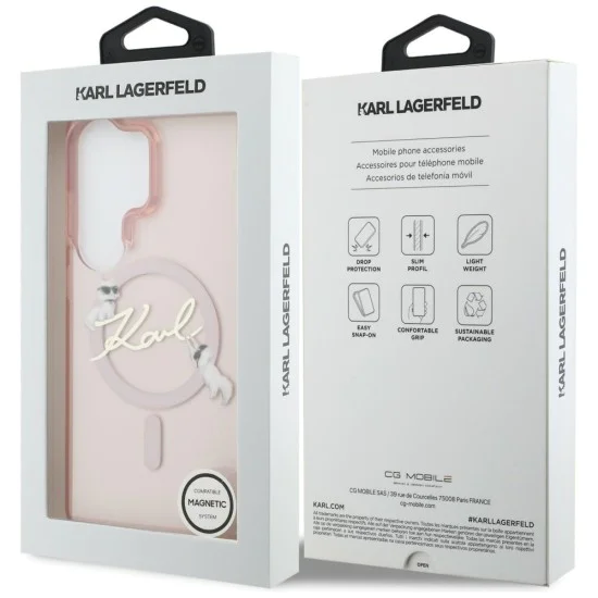 Калъф за Samsung Galaxy S26 Ultra - IML Choupette Karl Script Logo MagSafe - Karl Lagerfeld - Розов