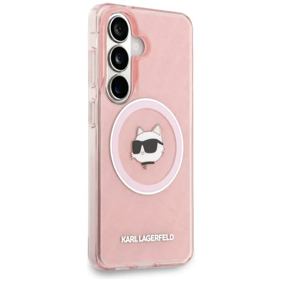Калъф за Samsung Galaxy S26 - IML Choupette Head on KL Repeated Logo MagSafe - Karl Lagerfeld - Розов