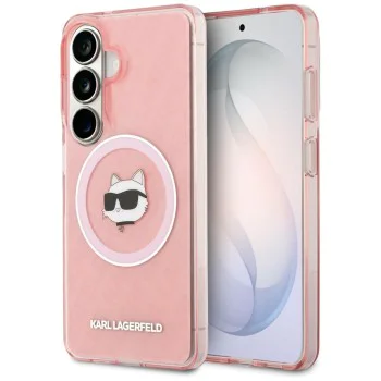 Калъф за Samsung Galaxy S26 - IML Choupette Head on KL Repeated Logo MagSafe - Karl Lagerfeld - Розов