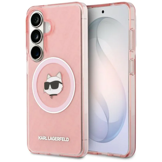 Калъф за Samsung Galaxy S26 - IML Choupette Head on KL Repeated Logo MagSafe - Karl Lagerfeld - Розов