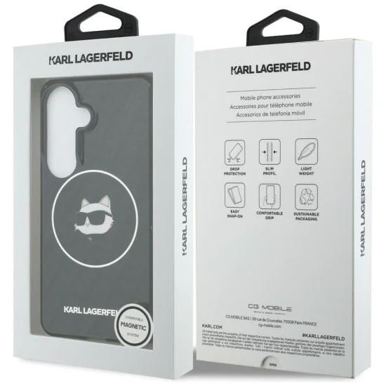 Калъф за Samsung Galaxy S26 - IML Choupette Head on KL Repeated Logo MagSafe - Karl Lagerfeld - Черен