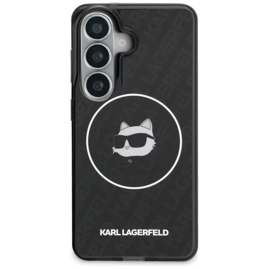 Калъф за Samsung Galaxy S26 - IML Choupette Head on KL Repeated Logo MagSafe - Karl Lagerfeld - Черен