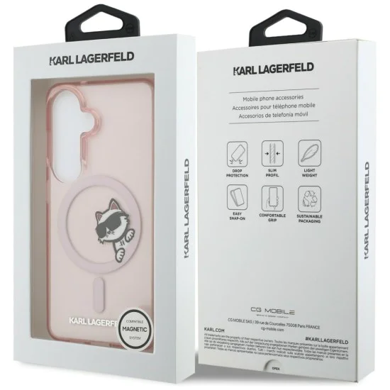 Калъф за Samsung Galaxy S26 - IML Choupette Peekaboo Logo MagSafe - Karl Lagerfeld - Розов
