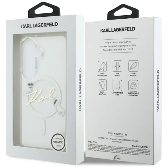 Калъф за Samsung Galaxy S26 - IML Choupette Karl Script Logo MagSafe - Karl Lagerfeld - Бял