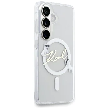 Калъф за Samsung Galaxy S26 - IML Choupette Karl Script Logo MagSafe - Karl Lagerfeld - Бял