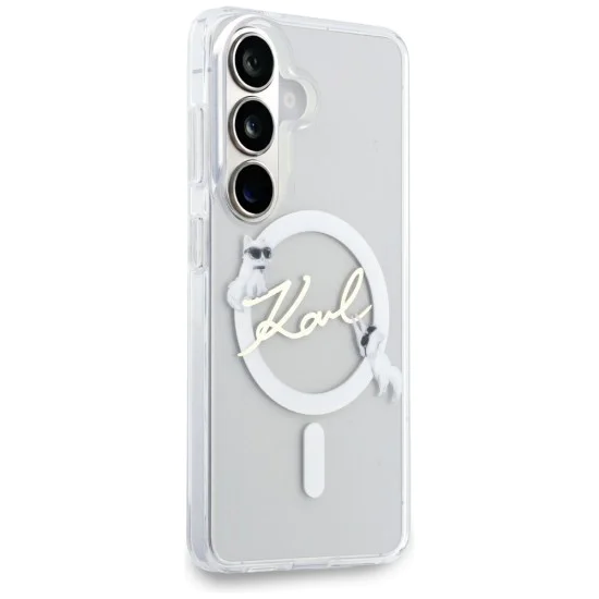 Калъф за Samsung Galaxy S26 - IML Choupette Karl Script Logo MagSafe - Karl Lagerfeld - Бял