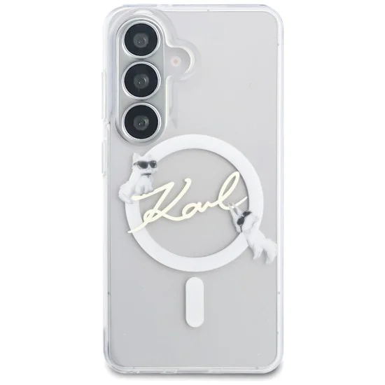 Калъф за Samsung Galaxy S26 - IML Choupette Karl Script Logo MagSafe - Karl Lagerfeld - Бял