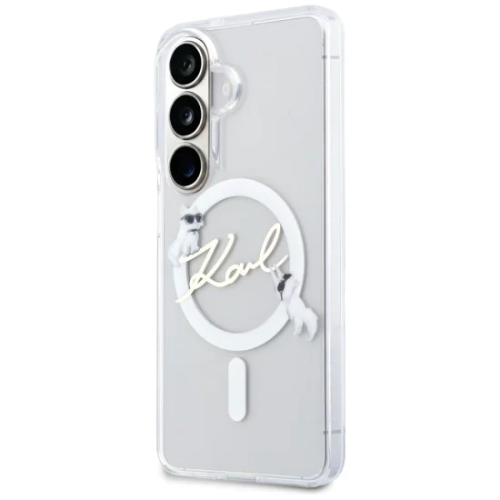 Калъф за Samsung Galaxy S26 - IML Choupette Karl Script Logo MagSafe - Karl Lagerfeld - Бял