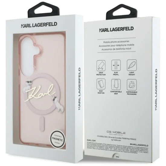 Калъф за Samsung Galaxy S26 - IML Choupette Karl Script Logo MagSafe - Karl Lagerfeld - Розов