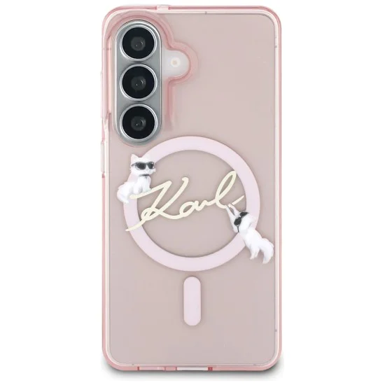 Калъф за Samsung Galaxy S26 - IML Choupette Karl Script Logo MagSafe - Karl Lagerfeld - Розов