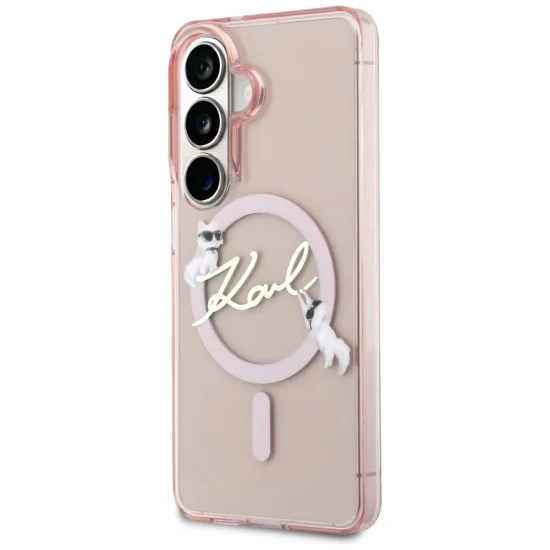 Калъф за Samsung Galaxy S26 - IML Choupette Karl Script Logo MagSafe - Karl Lagerfeld - Розов