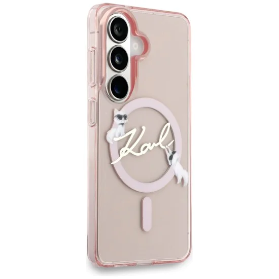 Калъф за Samsung Galaxy S26 - IML Choupette Karl Script Logo MagSafe - Karl Lagerfeld - Розов